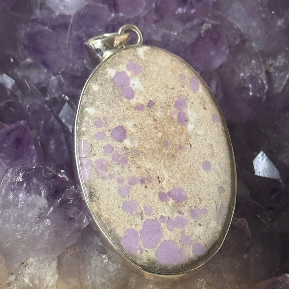 Phosphosiderite sterling silver pendant . Unique pattern large stone - Picture 3 of 5